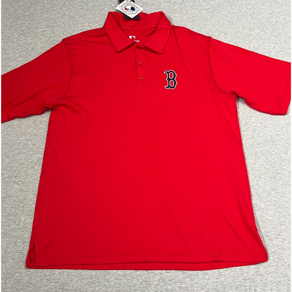 Boston Red Sox Mens Polo Shirt XL Red B Logo Fanatics MLB 2015 Cotton